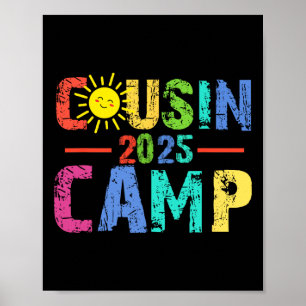 Póster Campamento de primos 2025 Camping Fogata Vacacione