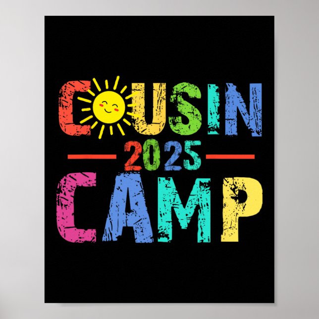 Póster Campamento de primos 2025 Camping Fogata Vacacione (Frente)