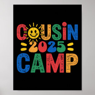 Póster Campamento de primos 2025 Camping Fogata Vacacione