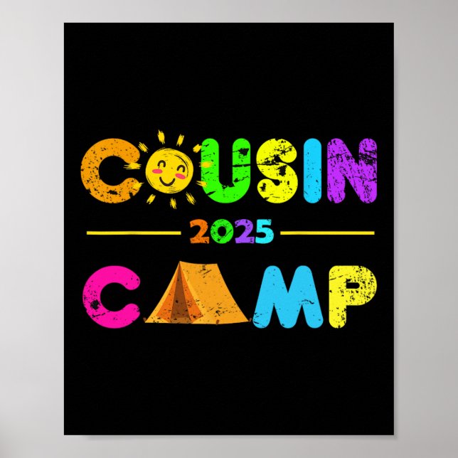 Póster Campamento de primos 2025 Camping Vacaciones de ve (Frente)