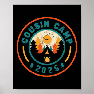 Póster Campamento de primos 2025 Equipo de camping Fuego