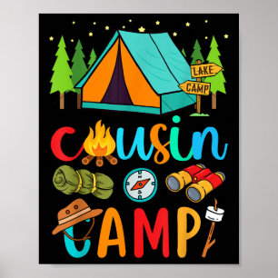 Póster Campamento de primos divertidos Vacaciones familia