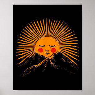 Póster campamento de vacaciones de verano hoguera sol