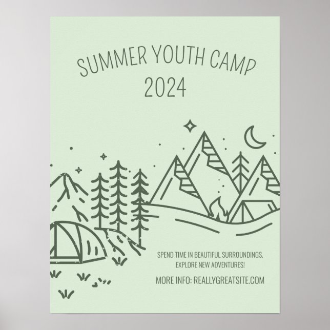 Póster Campamento de Verano Divertido Editable, Campament (Frente)