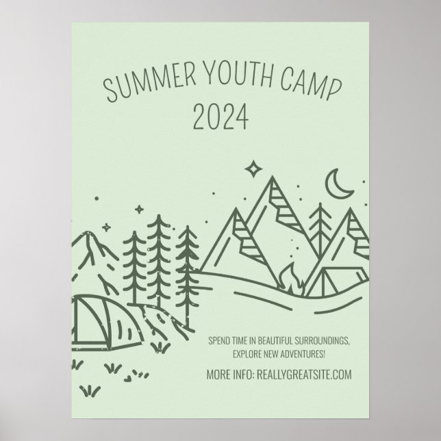 Póster Campamento de Verano Divertido Editable, Campament (Frente)