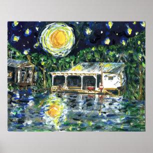 Póster Campamento del Río Nocturno de Starry