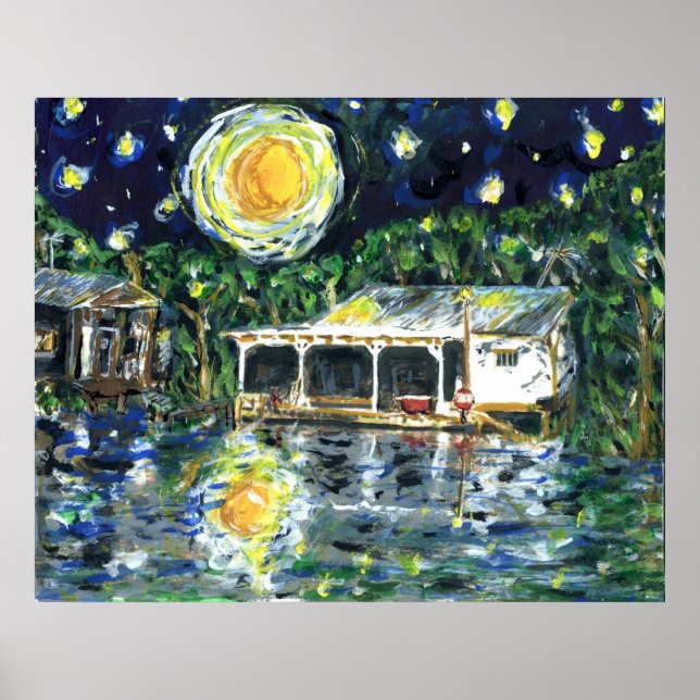 Póster Campamento del Río Nocturno de Starry (Frente)