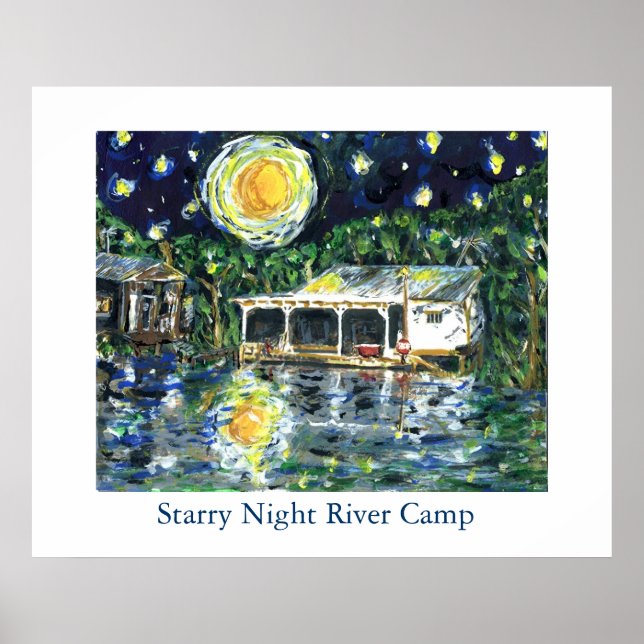 Póster Campamento del Río Nocturno de Starry (Frente)