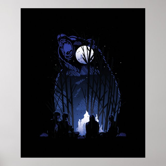 Póster Campamento espiritual Fuego Bosque Woodland BEAR M (Frente)