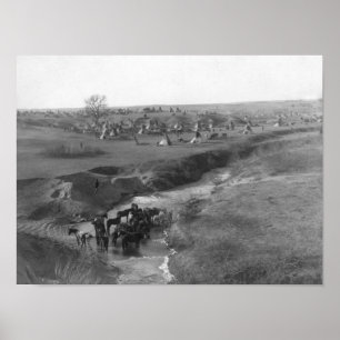 Póster Campamento indio lakota en el río Blanco