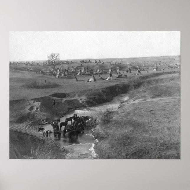 Póster Campamento indio lakota en el río Blanco (Frente)