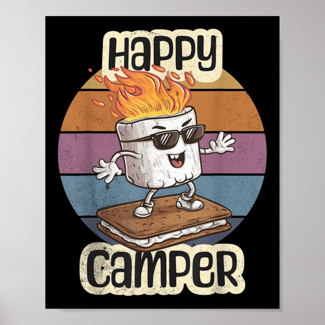 Póster Campamento infantil de Chicas de camper con marism (Frente)