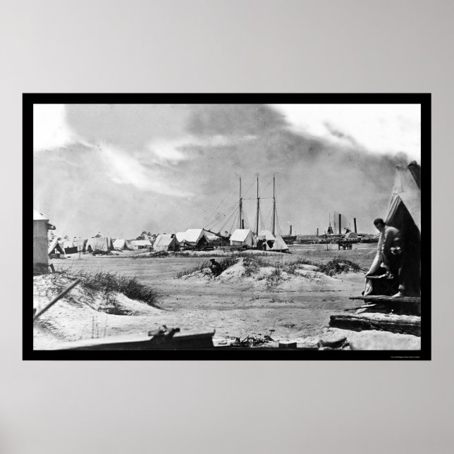 Póster Campamento militar en la isla Morris, SC 1863 (Frente)