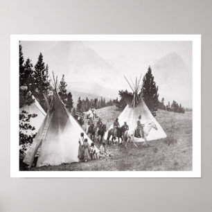 Póster Campamento nativo americano de tepee, Montana, c.1