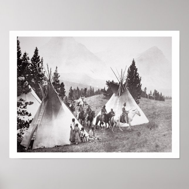 Póster Campamento nativo americano de tepee, Montana, c.1 (Frente)