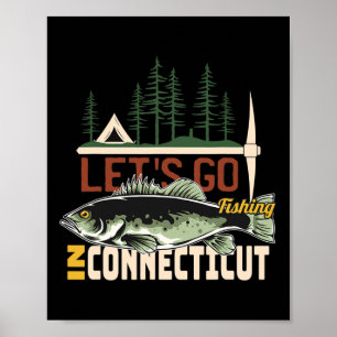 Póster Campamento Pesca En Connecticut - Naturaleza Conne