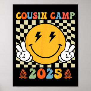Póster Campamento Retro de Primos 2025 Vacaciones Familia