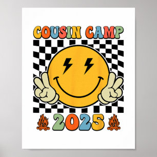 Póster Campamento Retro de Primos 2025 Vacaciones Familia