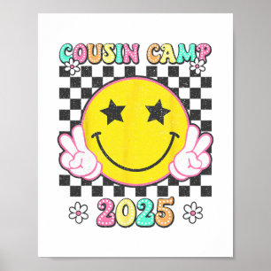 Póster Campamento Retro de Primos 2025 Vacaciones Familia