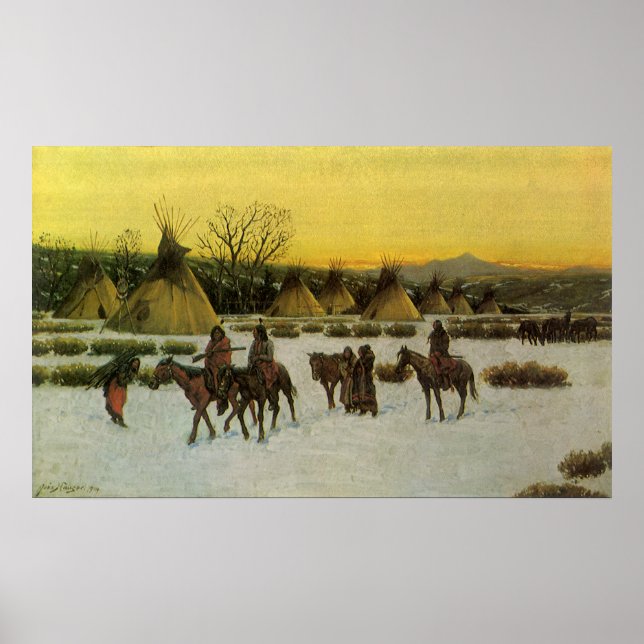 Póster Campamento Sioux en Wounded Knee por John Hauser (Frente)