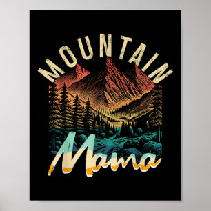 Póster Campamento Vintage Senderismo Montaña Mama Retro A