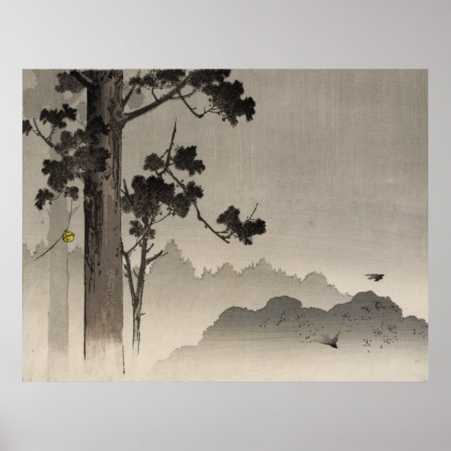 Póster Campana colgando de un árbol - Bloque de madera ja (Frente)