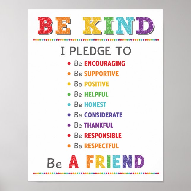 Póster Campaña contra el acoso escolar de Be Kind (Frente)