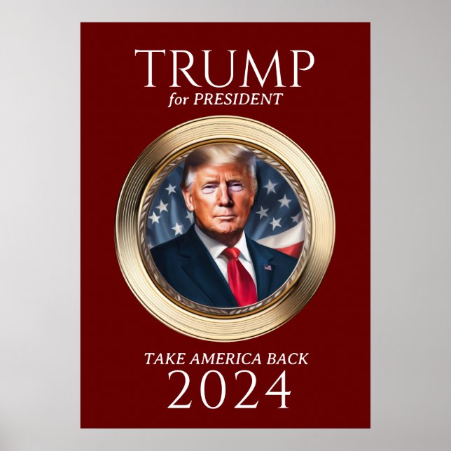 Póster Campaña de Trump 2024: Keepsake rojo republicano (Frente)