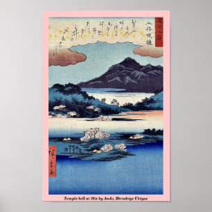 Póster Campana del templo en Mii por Ando, Hiroshige