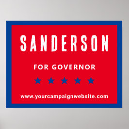 Póster Campaña electoral política Nombre rojo azul blanco