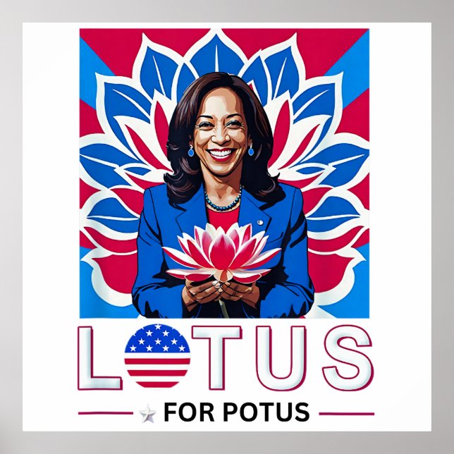 Póster Campaña "Lotus Kamala Harris President" (Frente)