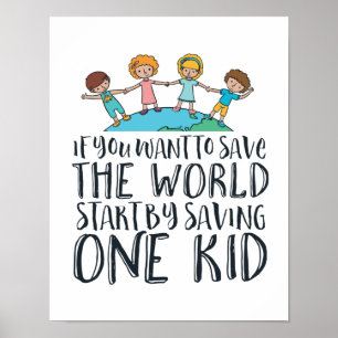 Póster Campaña para detener el maltrato infantil, sensibi