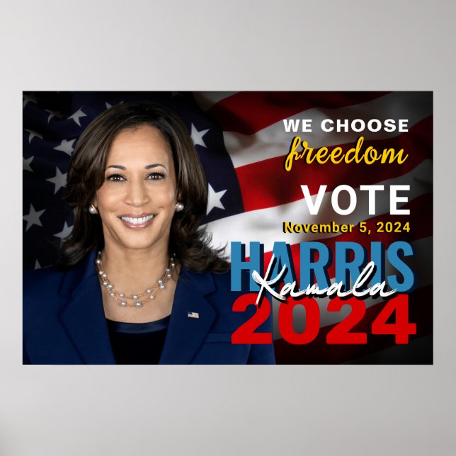 Póster Campaña patriótica por el voto de Kamala Harris 20 (Frente)