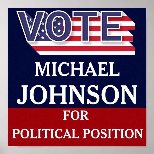 Póster Campaña política moderna azul rojo blanco (Frente)