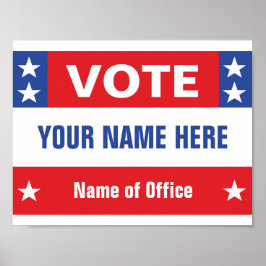 Póster Campaña política Votar azul rojo, estrellas