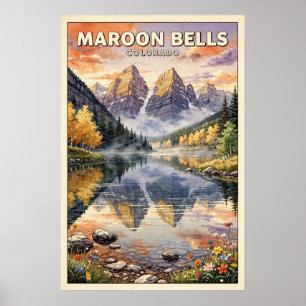 Póster Campanas de color marrón Colorado Viaje Vintage