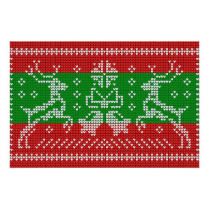 Póster Campanas de jingle de suéter feo Navidad renos cro