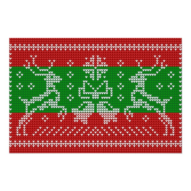Póster Campanas de jingle de suéter feo Navidad renos cro (Anverso)