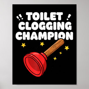 Póster Campeón de Aglomeración de Inodoro Humor Divertido
