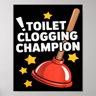 Póster Campeón de Aglomeración de Inodoro Humor Divertido