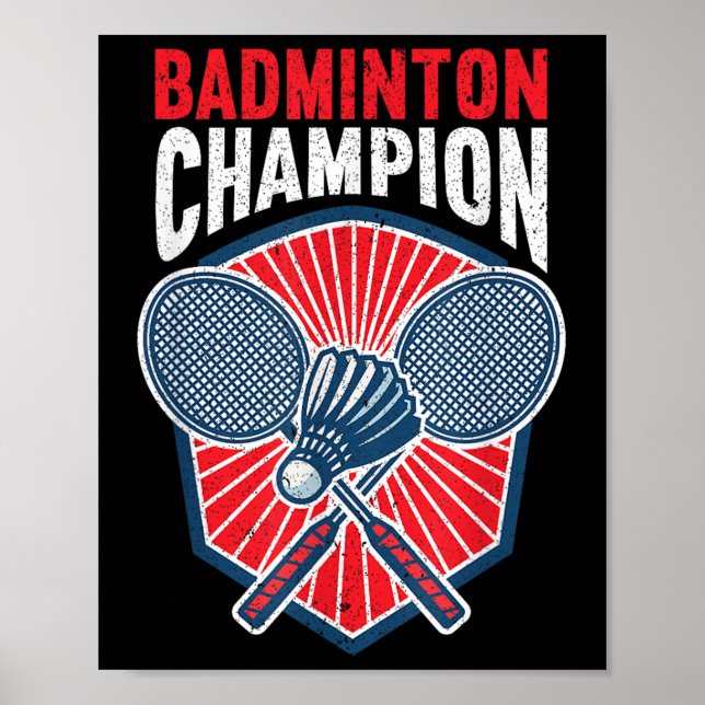 Póster Campeón de bádminton divertido bádminton  (Frente)