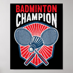 Póster Campeón de bádminton divertido bádminton