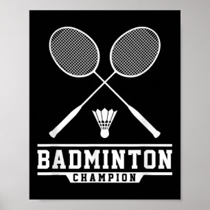 Póster Campeón de bádminton Jugador de bádminton Volante