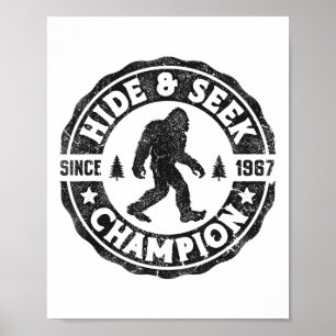 Póster Campeón de Bigfoot Hide And Seek Divertido Ret de