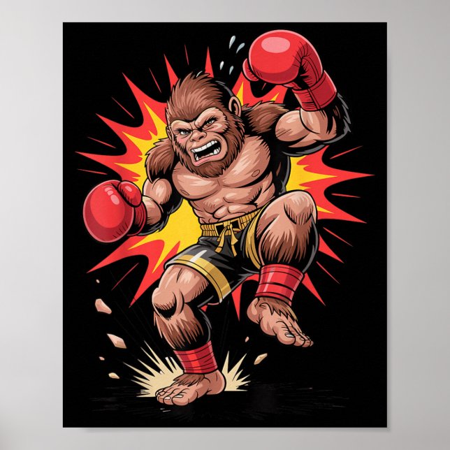 Póster Campeón de boxeo de gorila, juego de arcade retro  (Frente)