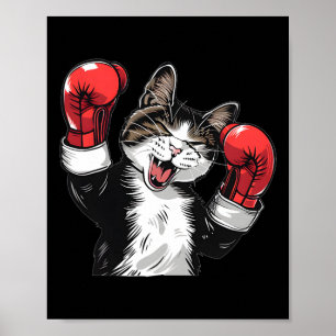 Póster Campeón de boxeo gato divertido luchador de gatito