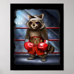 Póster Campeón de boxeo luchador de mapache