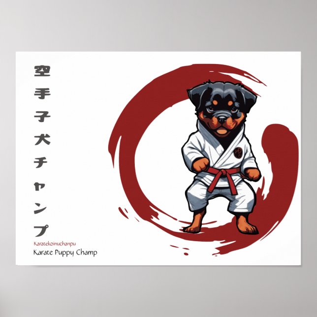 Póster Campeón de Karate Cachorro (Frente)