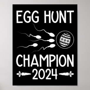 Póster Campeón de la búsqueda de huevos divertido papá Pa