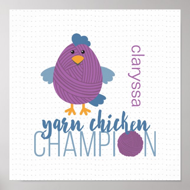 Póster Campeón de pollo morado y azul (Frente)